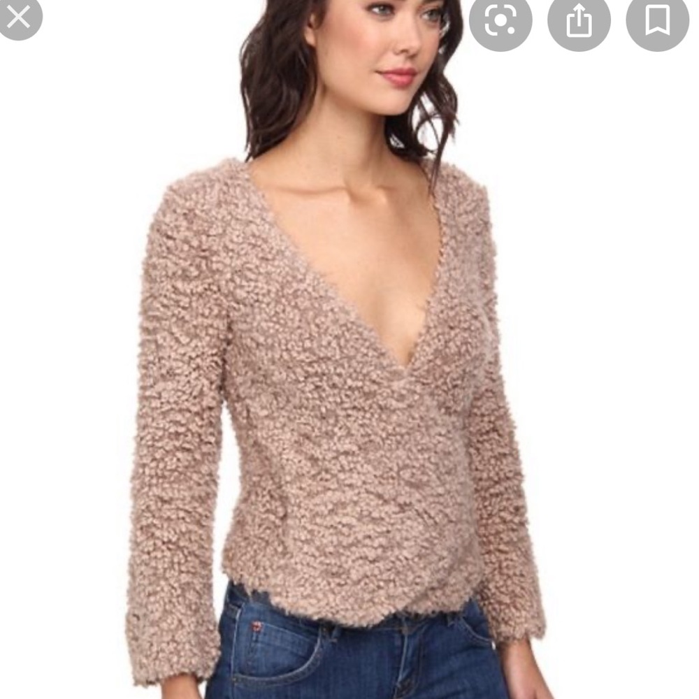 Free People Fuzzy Wrap Crop sweater w Bell Sleeves